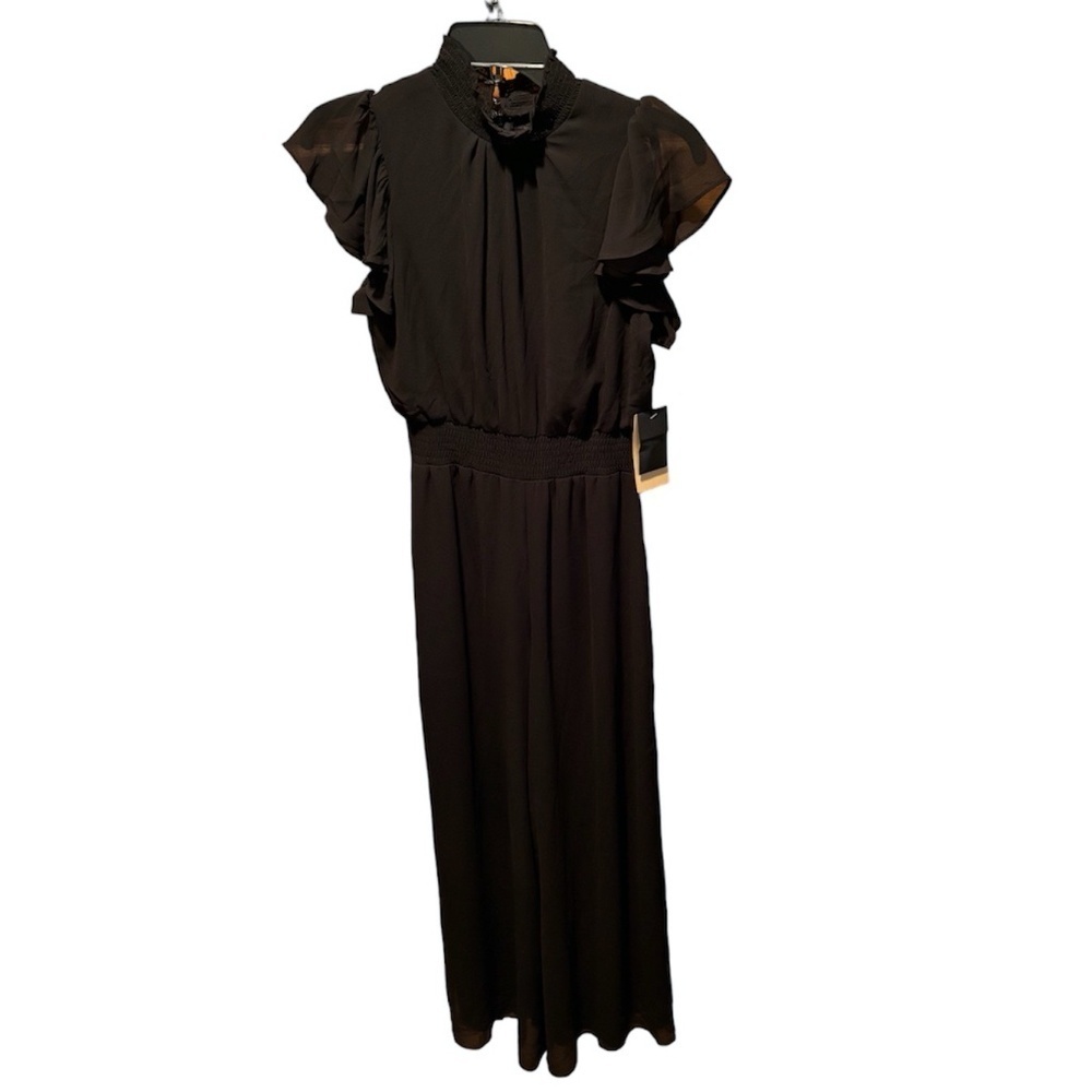 Halogen Flutter Sleeve Wide Leg Jumpsuit in Rich Black XS NWT